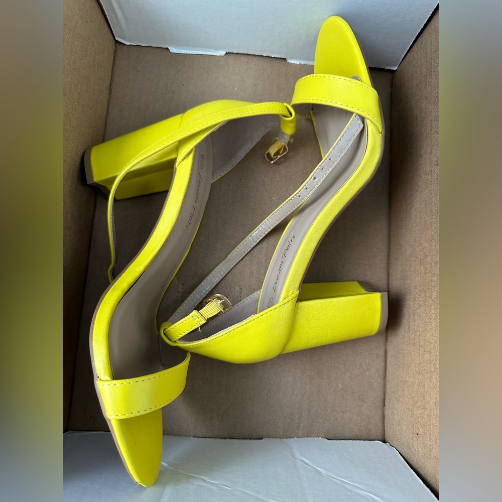 Bright Yellow Block Heel Sandals